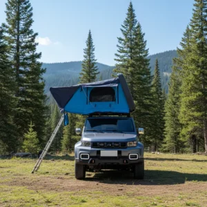 1-3 Person Canvas Car Roof Top Tent with Double-Layer Waterproof Breathable Foldable Design for Pickup Trucks