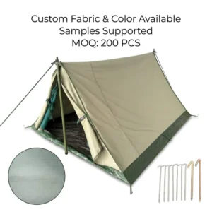 1 Person A Frame Ridge Tent 220gsm Ripstop Polyester Canvas Backpacking Tent with 180gsm PE Floor and PU 2000mm for Solo Hiking