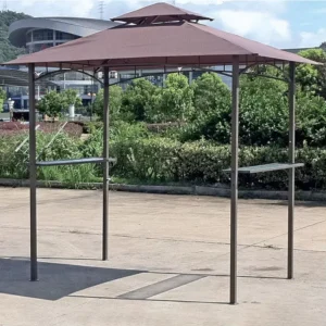 1.5×2.5M Custom Outdoor Waterproof Windproof Eco-Friendly Iron Pavilion Gazebo Double Layer BBQ Grill Canopy Glass