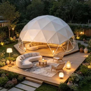 10*10m Viral Outdoor Large Geodesic Dome Tent, Lunar Surface Spherical Tent, PVC Oxford, Four-Season, Quick-Opening for Camping