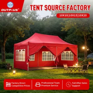 10*20 Ft RED Pop-Up Canopy Tent Durable Outdoor Portable Instant Shelter Folding Canopy with Carry Bag