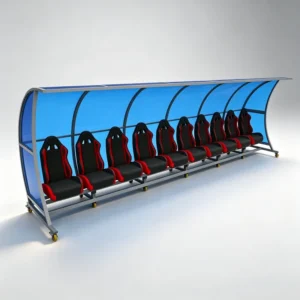 10-Seat Outdoor Mobile Team Shelter Bench Impact Resistant Canopy for Soccer Arena