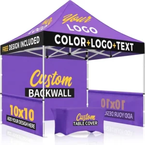 10 x 10 Custom Canopy Tent, 600D Polyester, Hex Aluminum Frame, Heavy-Duty Pop-Up for Events and Trade Shows