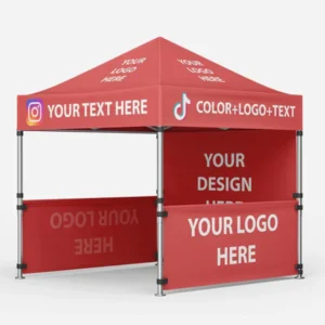 10 x 10 ft Waterproof Aluminum Frame Folding Canopy Tent with Custom Logo Gazebo Cover for Commercial Trade Shows