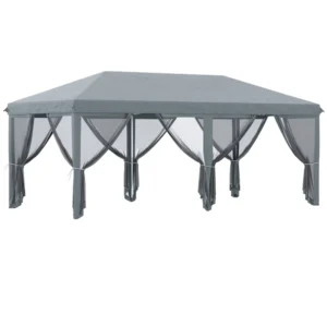 10 x 20 ft Heavy-Duty Pop-Up Canopy Tent, Aluminum Frame, Oxford Fabric Netting, Waterproof