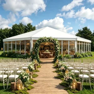100 People Multi-sided Aluminum Marquee Tent Clear Span Polygon Roof Waterproof PVC Venue for Outdoor Wedding Reception
