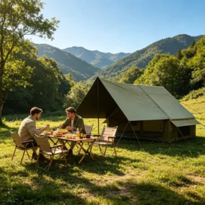 100% Privacy Inflatable Tent with Awning Heavy Duty 300D Oxford Blackout Air Tent 3×4.2x2m Windowless Storm Cabin