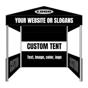 10X10FT Custom Printed Pop-Up Canopy Tent with Aluminum Frame, Sidewalls, Waterproof, for Sports Exhibition Use, All Seasons