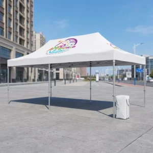 10ft x 10ft Heavy-Duty Aluminum Frame PVC Folding Canopy Windproof Rainproof Pop-Up Tent for Patio Party Exhibition