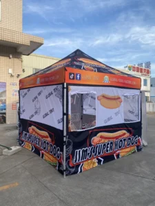 10’x10′ (3mx3m) Custom Canopy Outdoor Pop up Food Tent Aluminum Frame Straight Bracing Waterproof Fireproof UV Proof