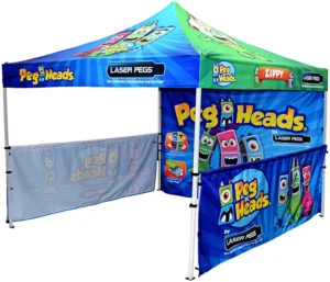 10×10 Advertising Tent with Top Roof, Full Back Wall, and 2 Half Side Walls, Set 10C