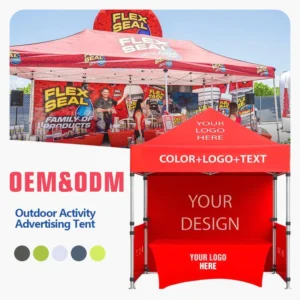 10×10 Aluminum Frame Folding Pop-Up Trade Show Canopy Tent for Outdoor Activities