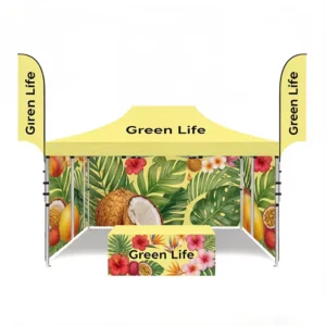 10×10 Aluminum Frame Pavilion Tent, UV-Resistant, Custom Printed, Waterproof Pop-Up Canopy for Events