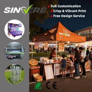 10×10 Custom Branded Waterproof Pop Up Tent with Wheeled Bag and Custom Color for Portable Trade Show Use