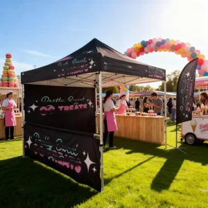 10×10 Custom Logo Food Trade Show Tent Waterproof Fireproof Heavy Duty Portable Sidewalls Aluminium Frame Free Design