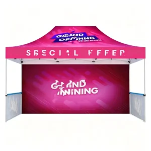 10×10 FT Aluminum Frame Folding Tent for Event Outdoor Trade Show Custom Logo Print Free Design Independence Day Promotion