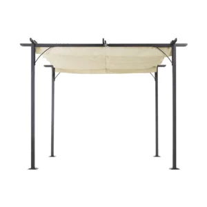 10×10 Ft Retractable Four-Season Patio Gazebo Pergola UV-Resistant Outdoor Canopy Strong Steel Frame Nature Rot-Proof Arbour