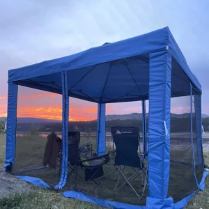 10×10 Instant Gazebo Tent with Mesh Side Walls Portable Outdoor Canopy for Insect Protection Camping and Backyard Picnics