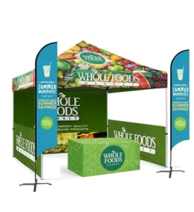 10×10 Outdoor Steel Heavy-Duty Canopy Tent with Custom Printed Logo, 300D-600D Fabric, Blue/Red