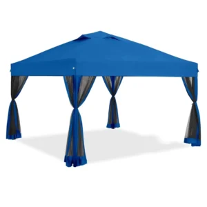 10×10 Pop-Up Canopy Tent with 4 Removable Netting Walls and Door, One-Push Folding Canopy