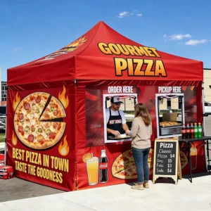 10×10 Vendor Booth Tent Custom Printed Pop-up Food Canopy Tent for Catering and Retail Stands