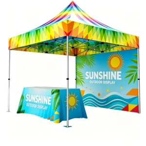 10×10 and 10×20 ft Pop-Up Canopy Tent with Sidewalls, Custom Trade Show Exhibition Shelter, Heavy-Duty UV Protection