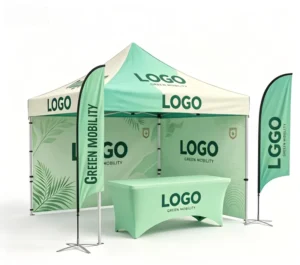 10×10 ft Heavy-Duty Aluminum Oxford Waterproof Hexagon Trade Show Folding Pop-Up Canopy Tent
