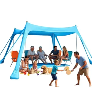 10x10FT Beach Tent Sun Shelter UPF50+ Protection Portable Waterproof Canopy Easy Setup Outdoor Shade for Sand Camping Fishing