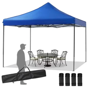 10x10FT Steel Frame Pop-Up Canopy Tent, Waterproof UV Protection Portable Outdoor Gazebo, Wind Resistant