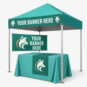 10x10ft Custom Canopy Tent Outdoor Event Tent with Waterproof Cover Aluminum Frame Trade Show Booth Display Shelter with Banner
