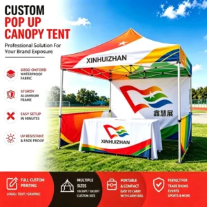 10x10ft Custom Canopy Tent Waterproof 600D Oxford Fabric Aluminum Frame Printing UV Resistant Trade Show Booth Sports Event