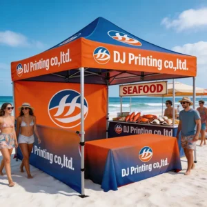 10x10ft Custom Flame-Resistant Anti-Wrinkle Gazebo Tent for Beach Parties