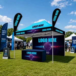 10x10ft Custom Printed Pop-Up Canopy Tent, Aluminum Frame, Sidewalls