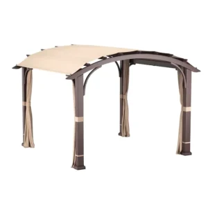 10x10ft Outdoor Gazebo Pergola Brown Metal Frame with Removable Top Cover Sunshade Patio Pergola