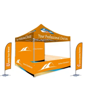 10x10ft Trade Show Garden Gazebo Canopy Tent with Logo Flags