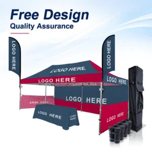10×20 Foldable Aluminum Advertising Canopy Tent with Flags Custom Printed Waterproof Easy Installation Trade Show 10X10 10×20