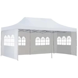 10×20 Ft Pop up Canopy Party Wedding Gazebo Tent Shelter with 4 Removable Side Walls White