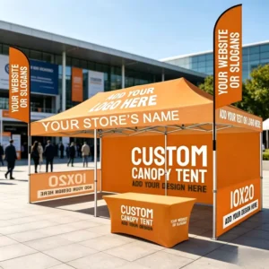 10x20ft Pop-Up Canopy Tent with Heavy-Duty Aluminum Alloy Frame and Waterproof Fabric for Trade Show Vendor Stand