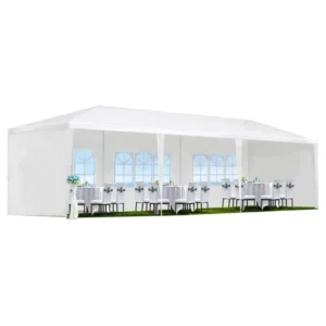 10×30 FT White Wedding Party Canopy Tent Outdoor Gazebo with 5 Removable Sidewalls