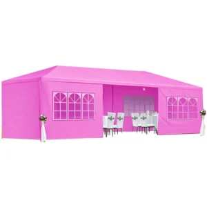 10×30′ Pink Color Wedding Party Canopy Tent Outdoor Gazebo with 8 Removable Sidewalls