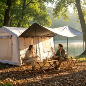 12㎡ Luxury Inflatable Mansion Tent 3 Door Design with Room Partition Heavy Duty 420D Oxford Panoramic Glamping Tent