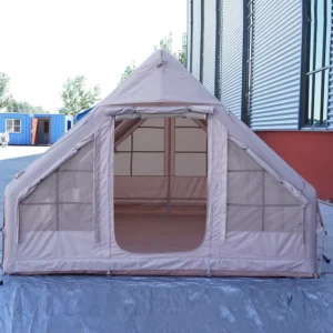 12 Sqm Inflatable Camping Tent Double Doors Double TPU Skylights 420D Oxford Fabric 15cm Diameter PVC Air Columns