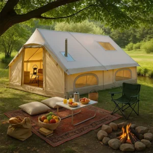 12 m² Inflatable Family Cabin Tent Blow up Air Shelter Waterproof Manual Pump Quick Setup for Outdoor Retreat