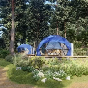 12sqm Glass Sunroom Dome Tent With Bathroom Camping Glamping Pod Triangular or Hexagonal Frame