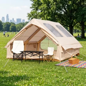 12sqm Inflatable Safari Tent 300D Oxford 3x4x2m Twin Door Dual Skylight Spacious Camping Cabin