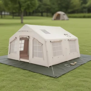 13.68 Square Meter Large Outdoor Family Camping Tent, Waterproof Oxford Canvas with Air Cotton, Inflatable Glamping Tent