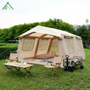 13.68sqm Large Inflatable Family Camping Tent Camper Trailer Waterproof Luxury Glamping Air Tent Bounce House for Outdoor