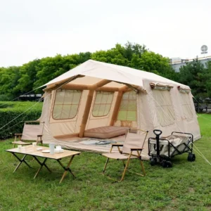 13.68sqm Large Inflatable Family Camping Tent Camper Trailer Waterproof Luxury Glamping Air Tent Bounce House for Outdoor