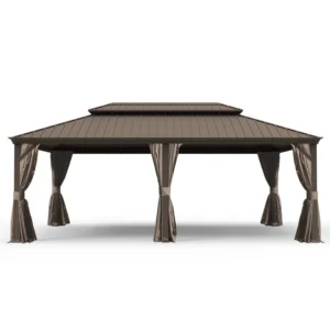 14x24ft Outdoor Aluminum Frame Canopy with Galvanized Steel for Patio and Backyard Shelter