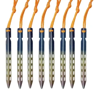 16CM Titanium Alloy Tent Pegs with Adjustable Skyline Reflective Rope
